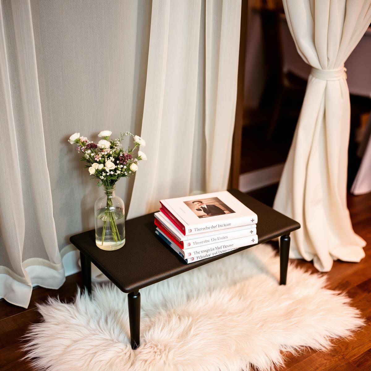 Cozy story corner with picture books and wildflowers
